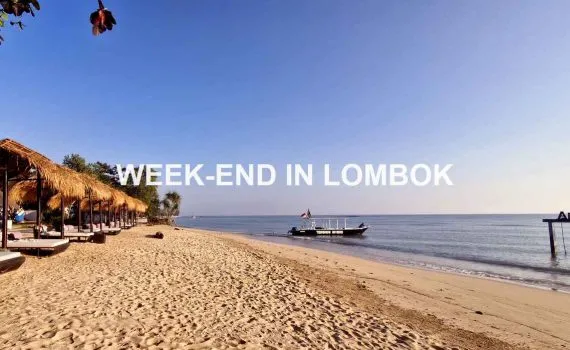 beachfront resort with a diving boat in Lombok