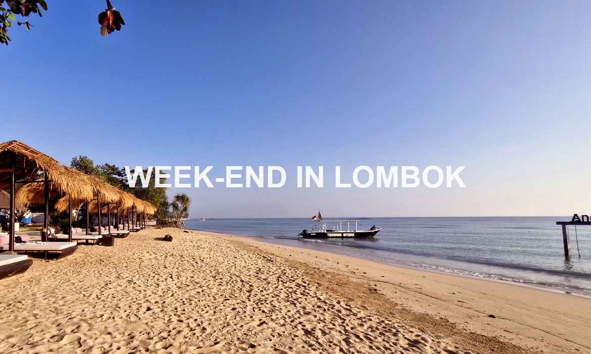 beachfront resort with a diving boat in Lombok